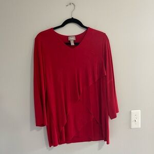 Women’s travelers by Chicos red asymmetrical long sleeve top size 3 large